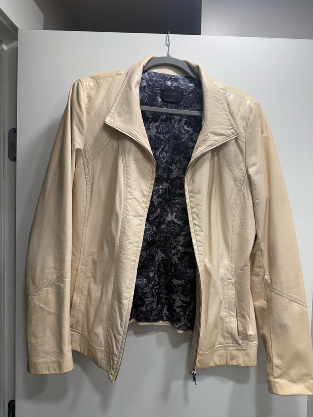 Danier Cream/butter yellow Leather Zip Jacket